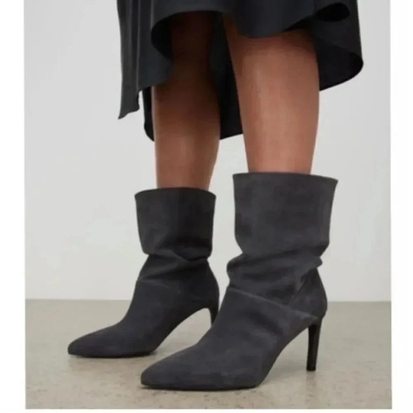 NEW All Saints Orlana Gray Suede Slouch Boots size 38 US 7.5 - Picture 1 of 10